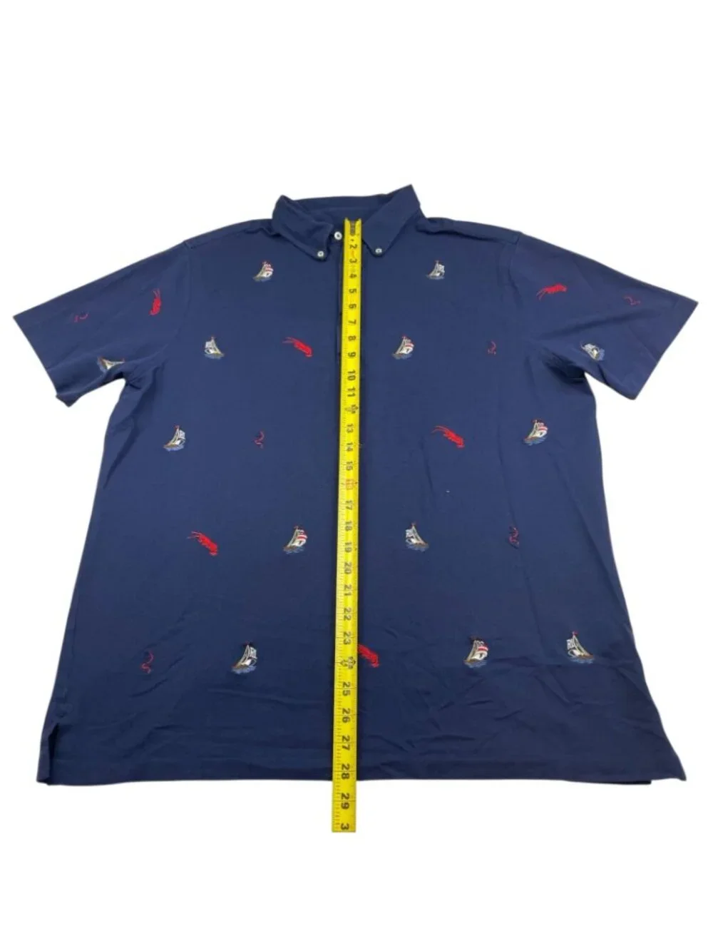 Ralph Lauren Men's USA Embroidered Sailboats Knit Oxford Polo Shirt Navy • Large